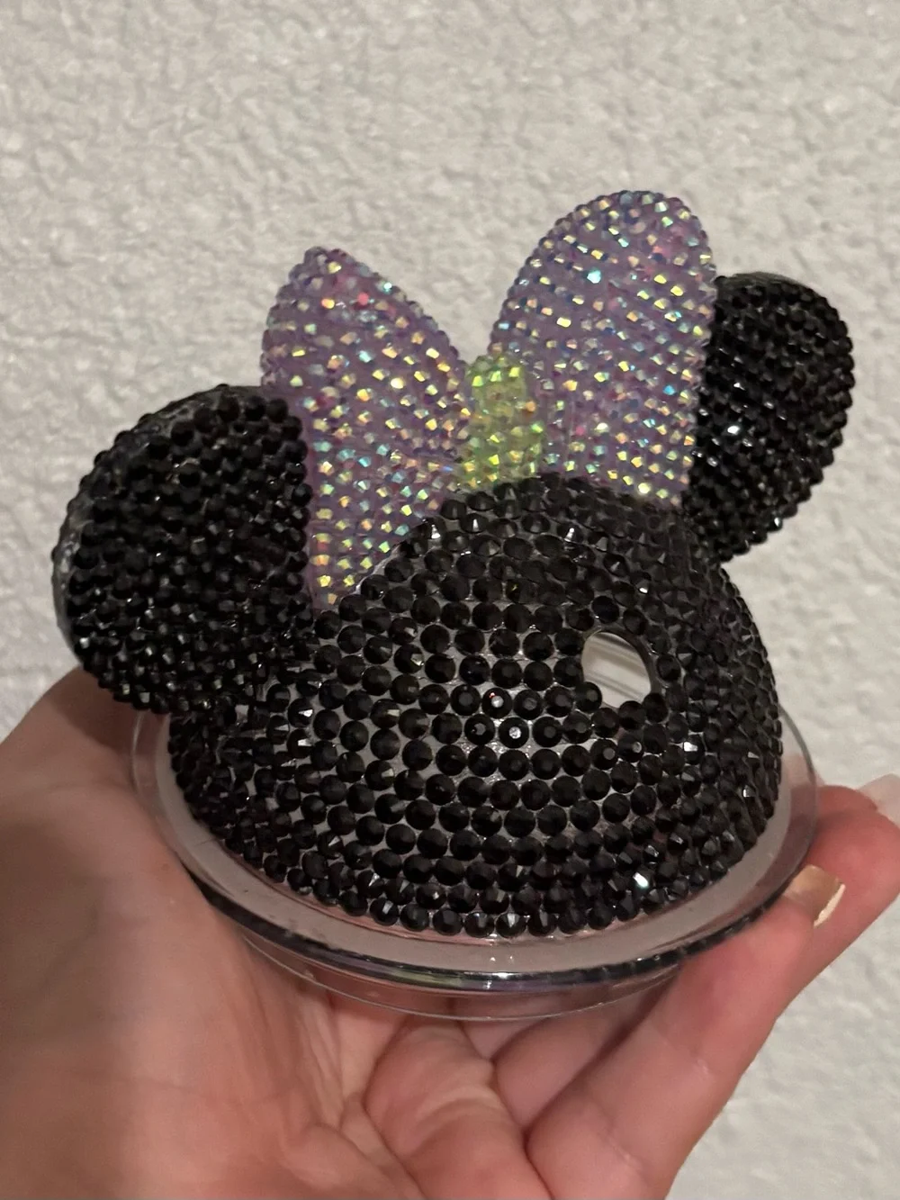 Minnie rhinestone lids for acrylic cups